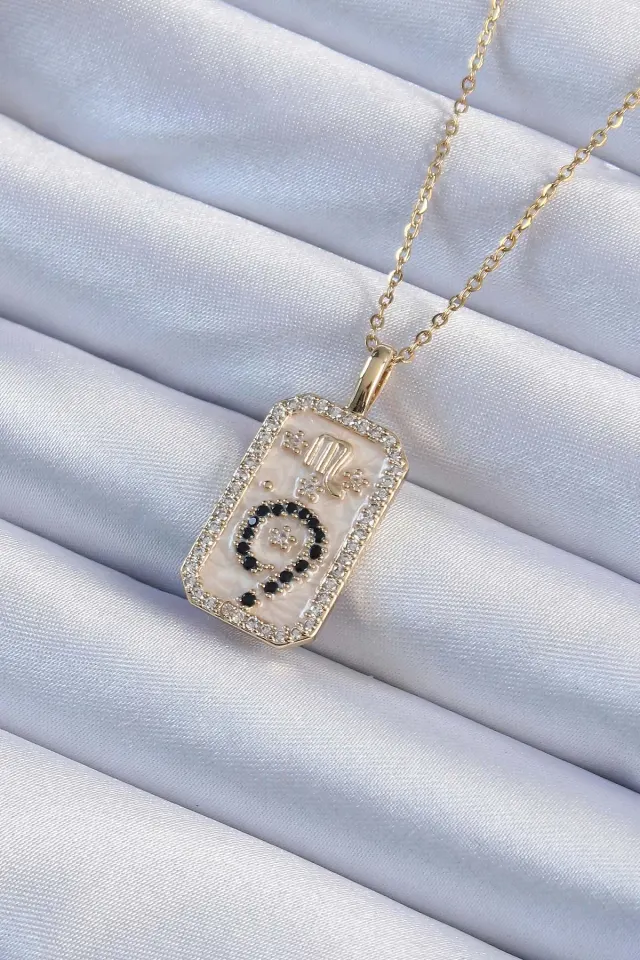 316L Çelik Zincir Gold Renk Zirkon Taşlı Minimal Papatya Figürlü Tarot Kolye