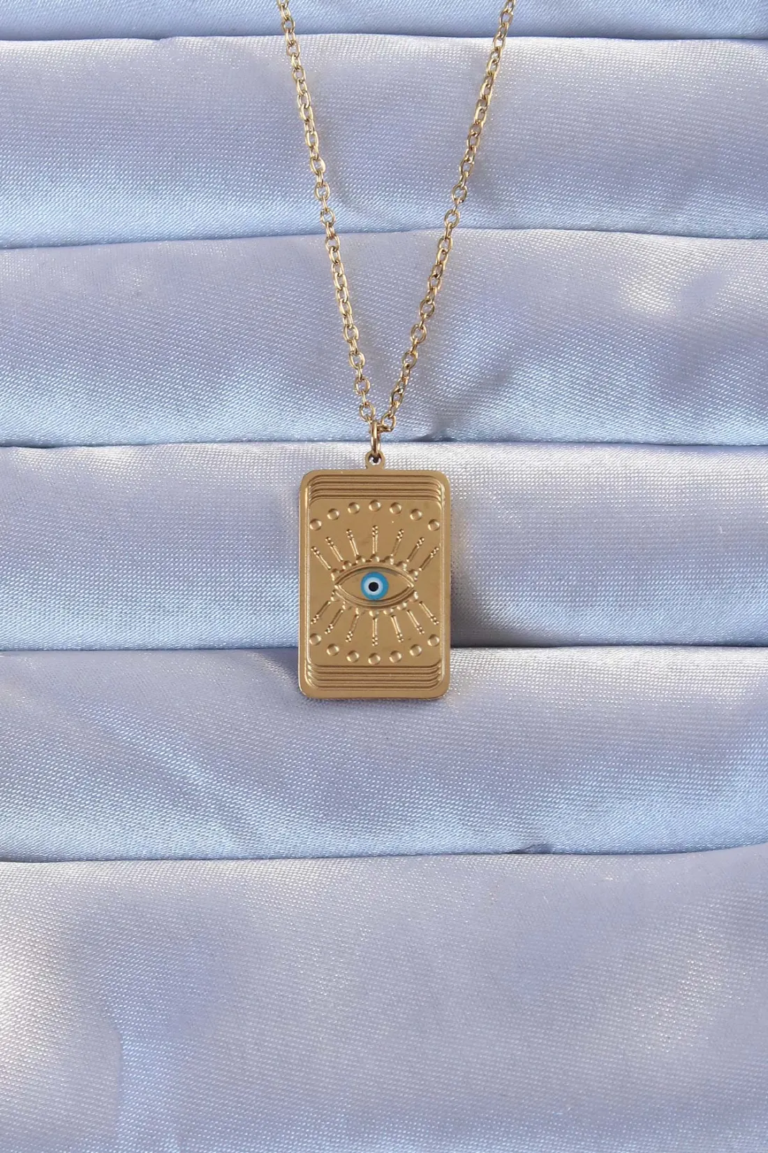 316L Çelik Gold Renk İşlemeli Nazarlı Göz Model Vintage Kolye