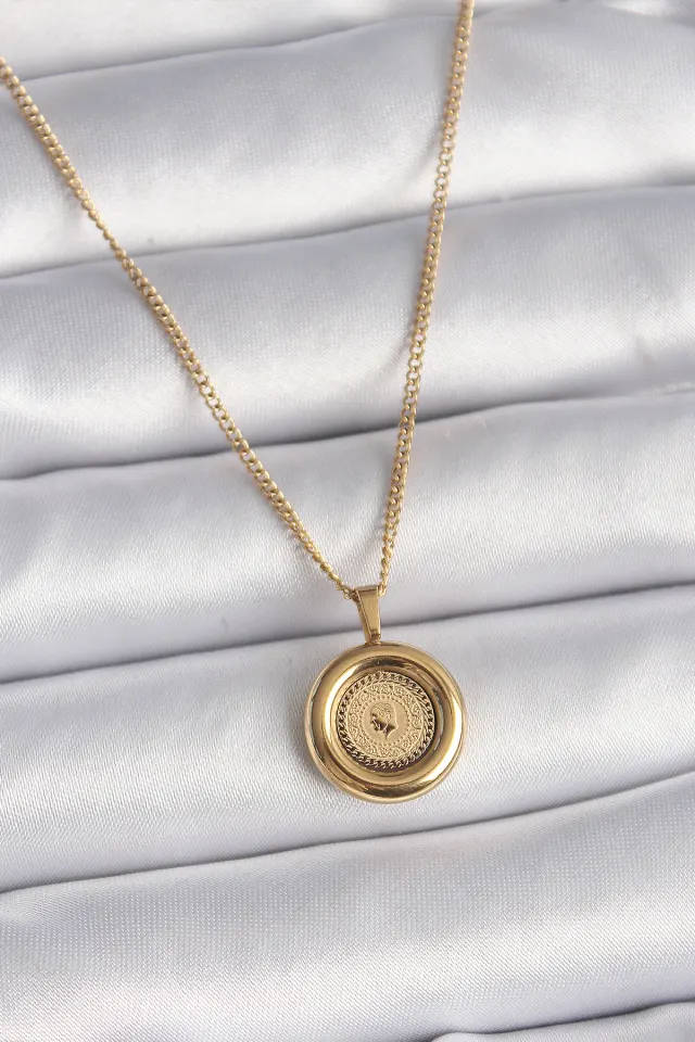 316L Çelik Gold Renk Zincir Gold Model Kadın Kolye
