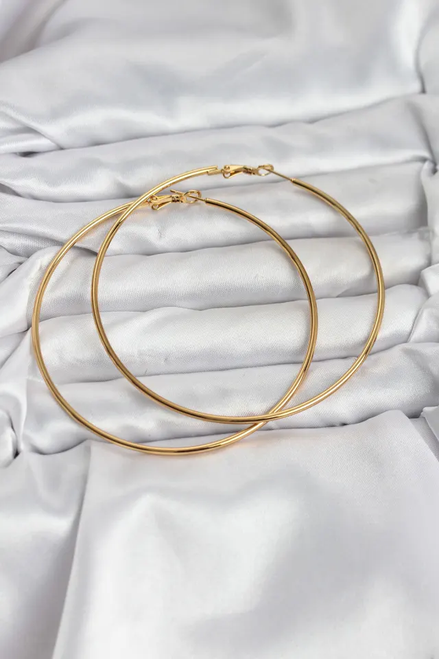 316L Çelik Gold Renk 75 mm Halka Küpe