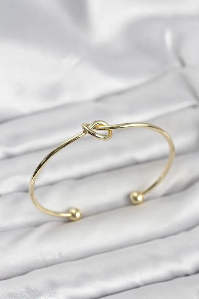 Düğüm Model Pirinç Gold Renk Kadın Bileklik