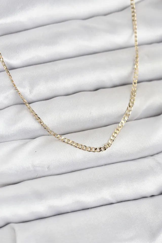 CM 14K Gold Renk Pirinç Zincir Model Kadın Kolye