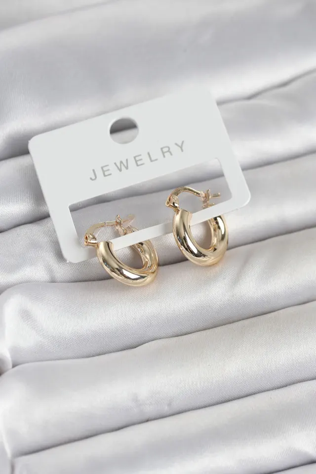 Gold Renk Pirinç Halka 15 mm Kadın Küpe