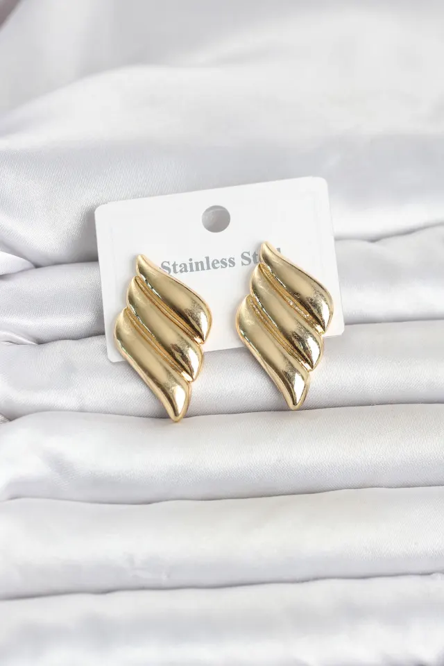 316L Çelik Gold Renk Motif Model Kadın Küpe