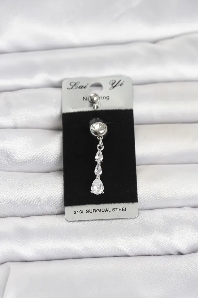 316L Cerrahi Çelik Sallantılı Damla Model Göbek Piercing