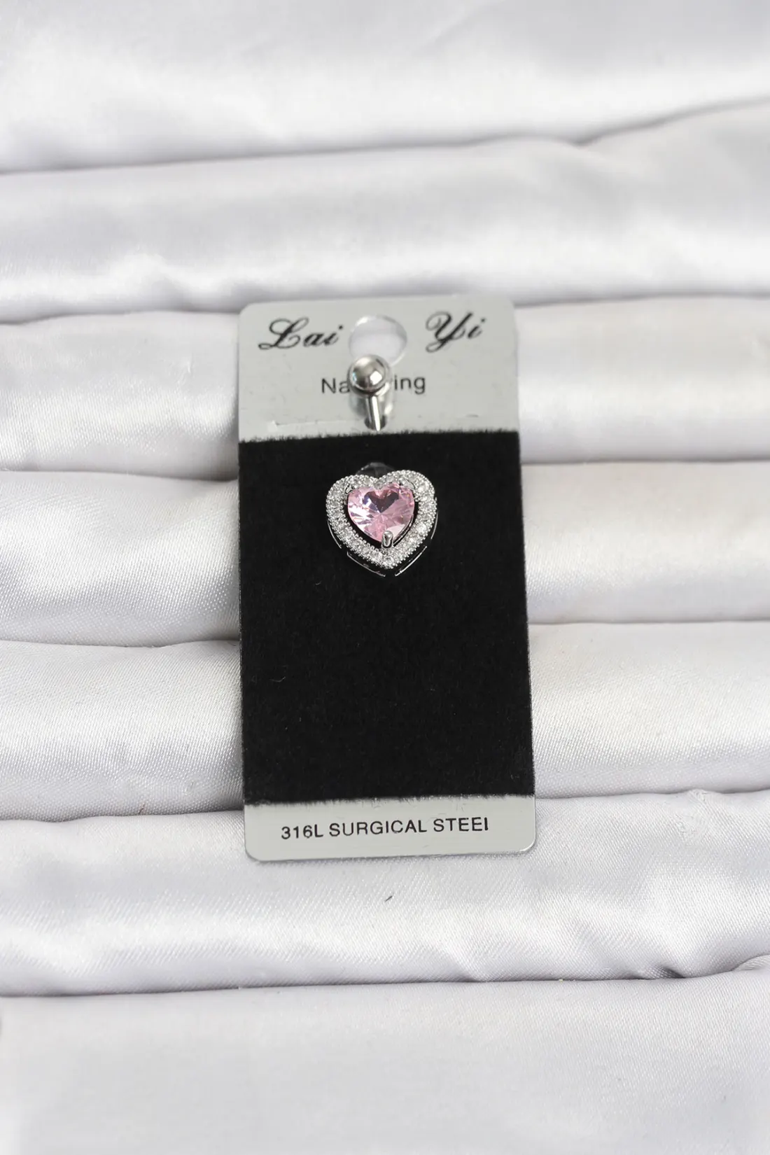 316L Cerrahi Çelik Pembe Kalp Model Göbek Piercing
