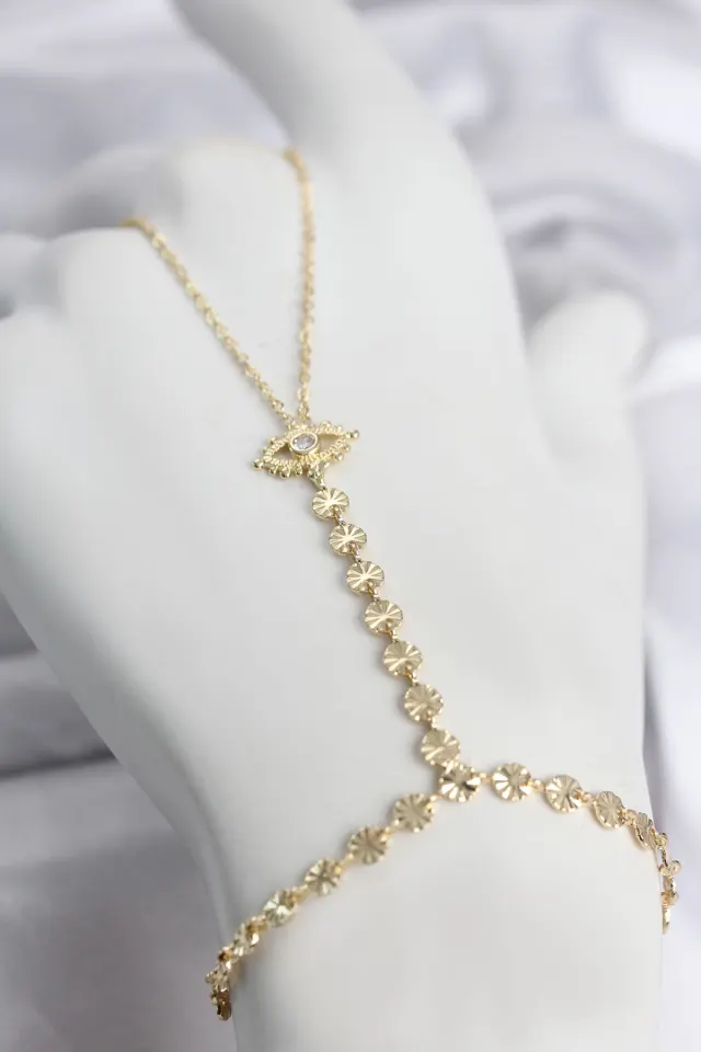 Gold Renk Pirinç Zirkon Taşlı Göz Model Şahmeran