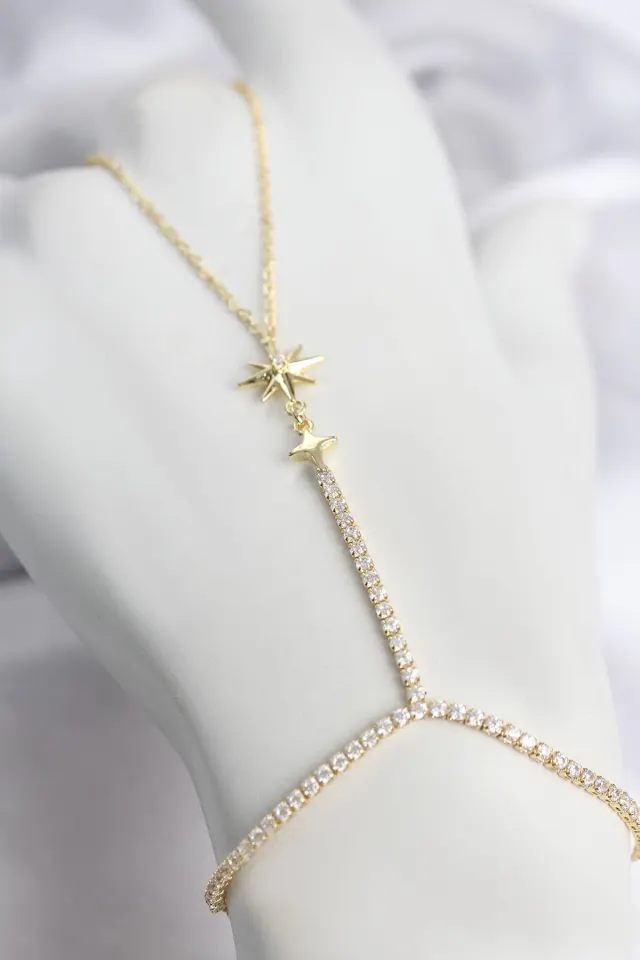 Gold Renk Pirinç Zirkon Taşlı Kutup Yıldızı Model Şahmeran